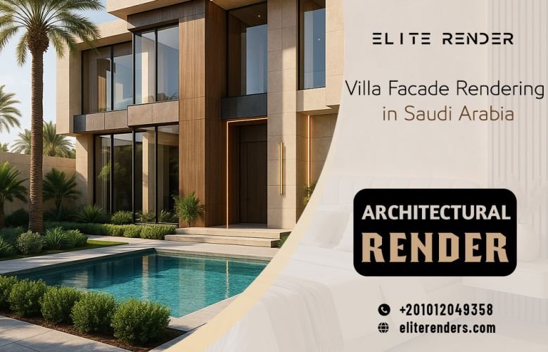 Villa Facade Rendering in Saudi Arabia