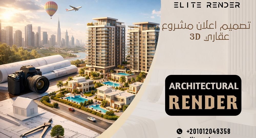 تصميم اعلان مشروع عقاري 3D